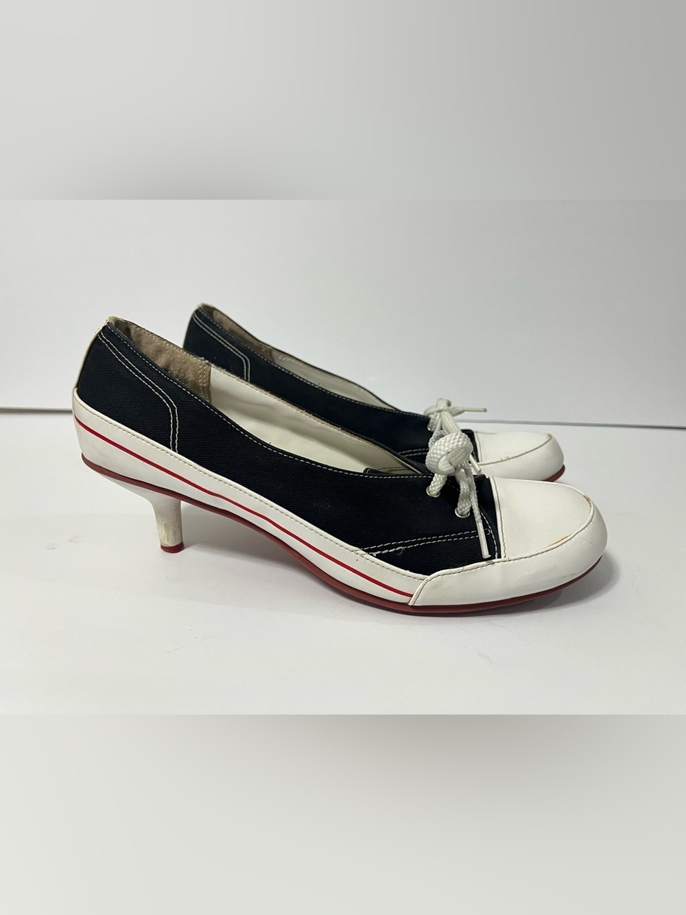 Vintage rampage black sneaker kitten heel shoes sandal 90s y2k womens 8.5